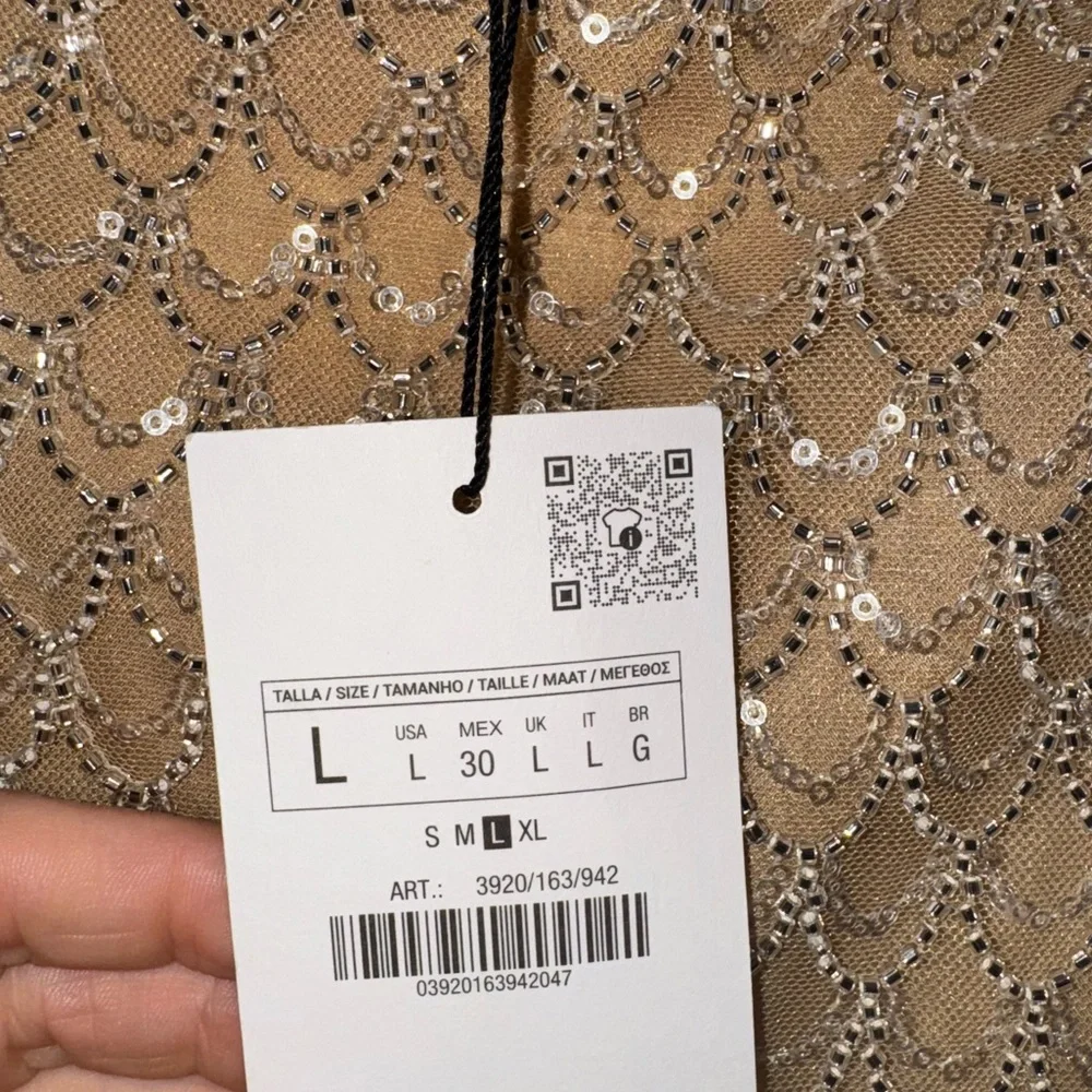 Zara Dress Gold Sequin Skirt, size Large, NWT - Picture 8 of 13